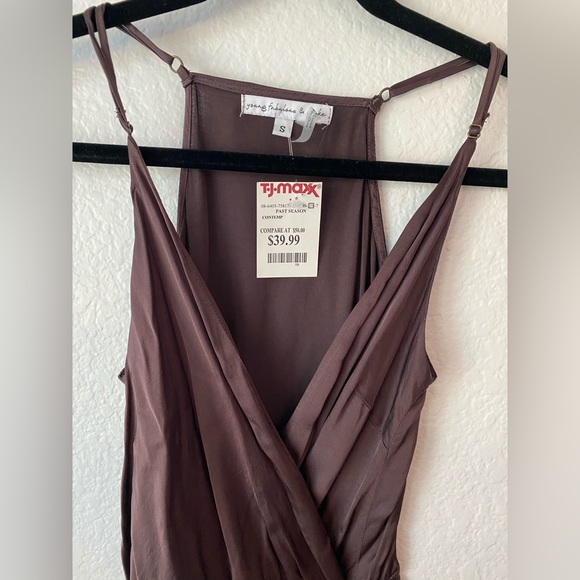 NWT Young Fabulous and Broke Chocolate Brown Button Up Side Slit Mini Dress - Picture 7 of 7